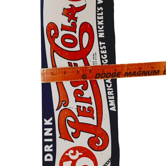 🧃 Pepsi-Cola Metal Sign 🧨 5¢ Slogan | 1991 Repro by Ande Rooney - Picture 7 of 11